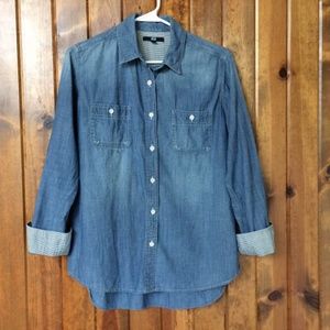 Chambray Shirt Button Downed Cuffed Sleeves